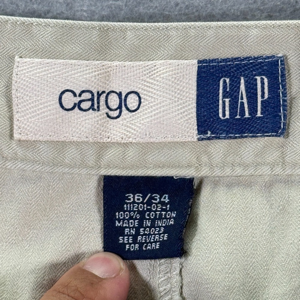 Vintage Gap Cargo Pants Men 36x30 Beige Straight Wide Leg Heavyweight Trendy 90s - Picture 13 of 15
